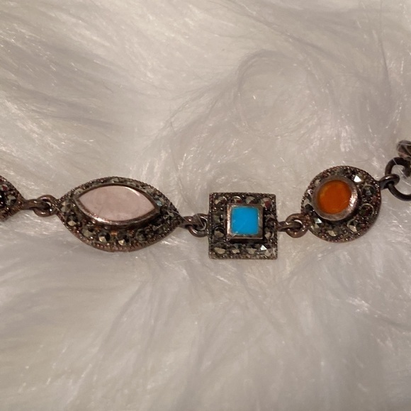 Women’s NWT multi gemstone marcasite Bracelet - Picture 6 of 7